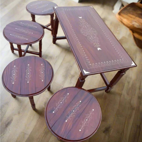 Chinyoti Sheesham Wood Nesting Tables Set (5-Piece)