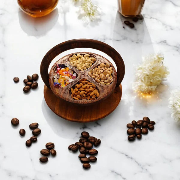 Wooden Dry Fruit Basket with Handwork