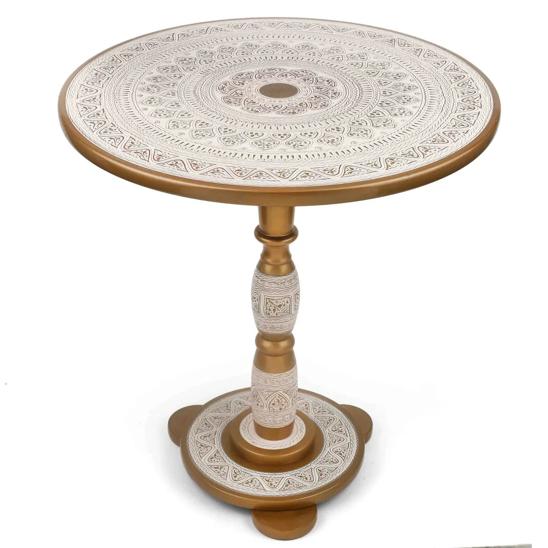 Golden & White Wooden Handmade Naqshi Art Coffee Table