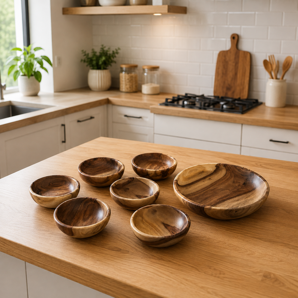 Wooden Bowl Set – 7 Pieces