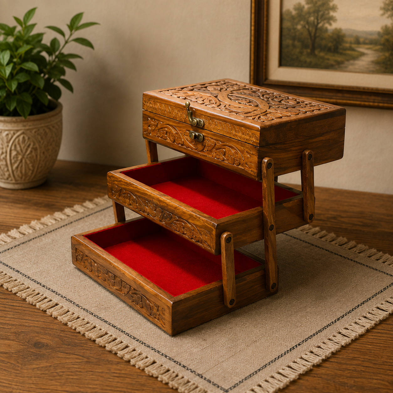 3-Tier Wooden Jewellery Box