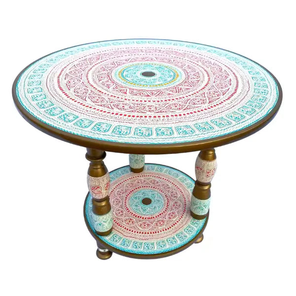 Radiant White & Emerald Naqshi Beauty Coffee Table