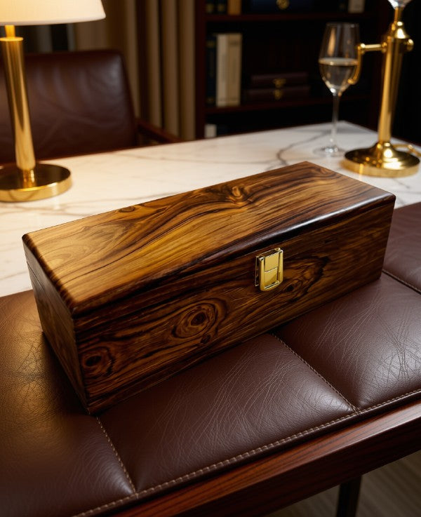 Wooden Watch Box – 5 Slots, Handmade with Solid Cover