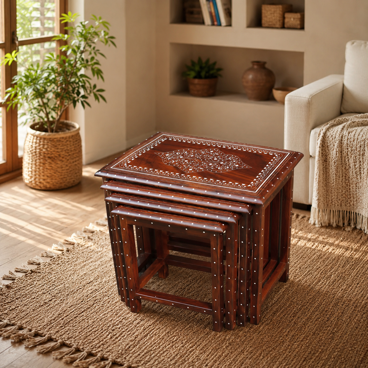 Table Nest Set (4-Piece) with Inlay & Plastic Work