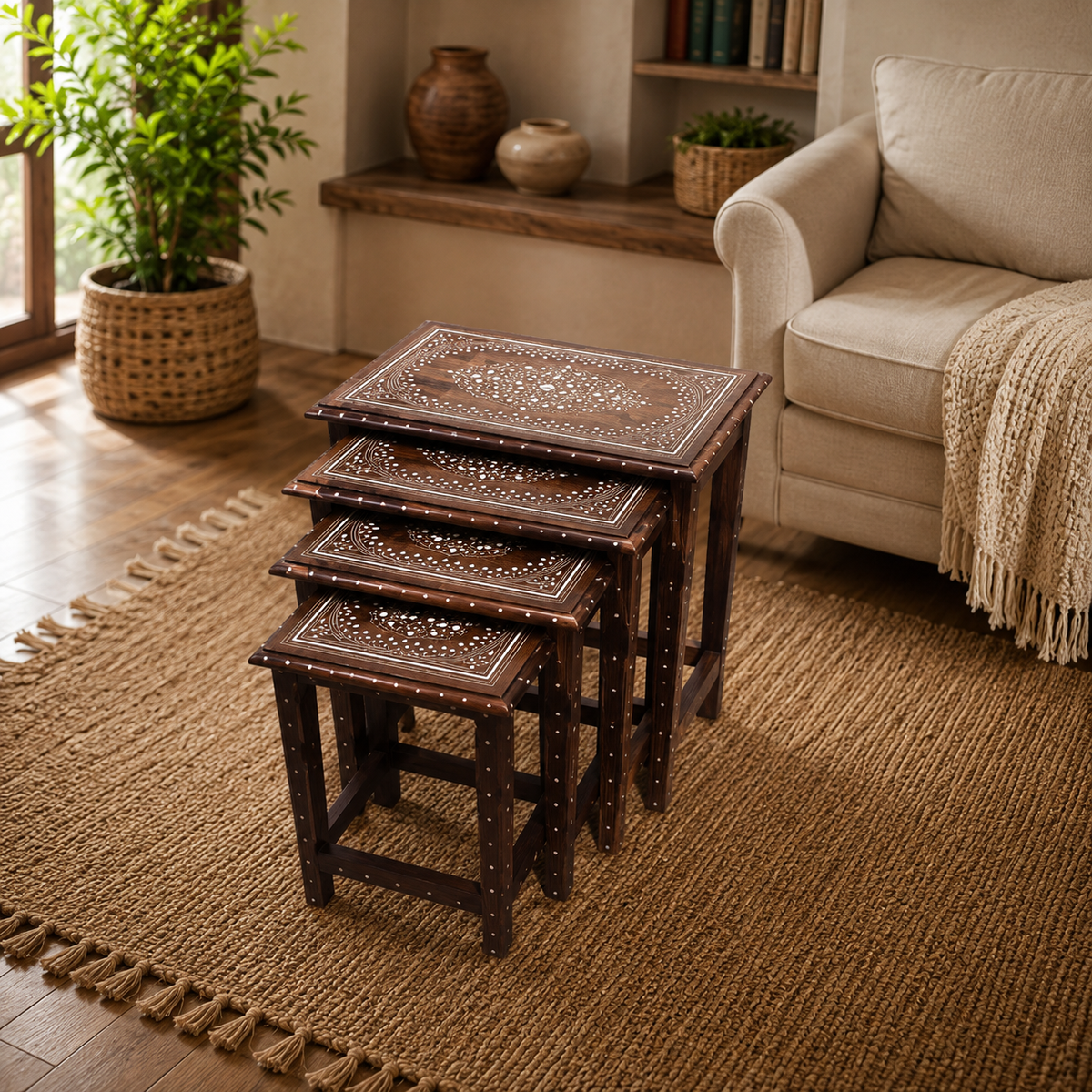 Table Nest Set (4-Piece) with Inlay & Plastic Work