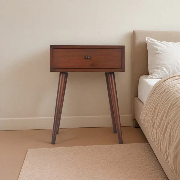 Decor Therapy Mid-Century 1-Drawer Wood Side Accent Table