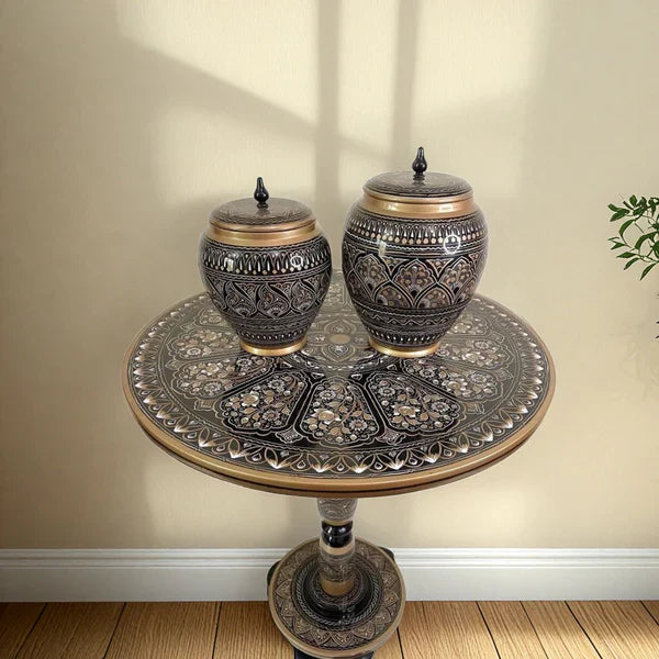 Wooden Naqshi Art Table with 2 Candy Jars