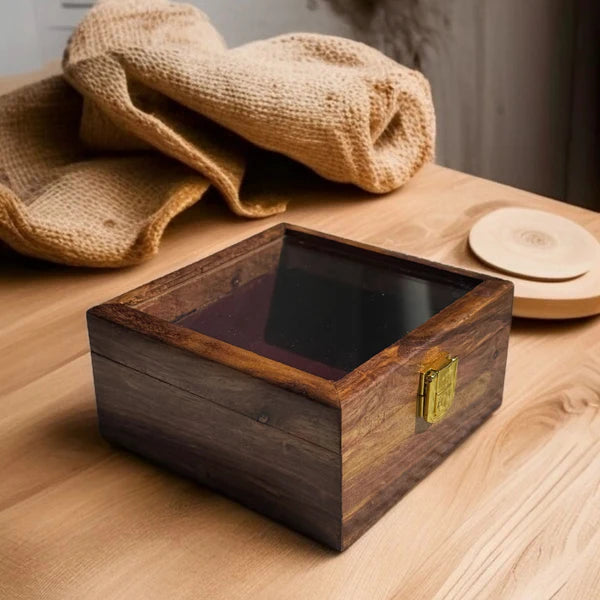 Wooden Watch Box – 1 Slot with Glass Top