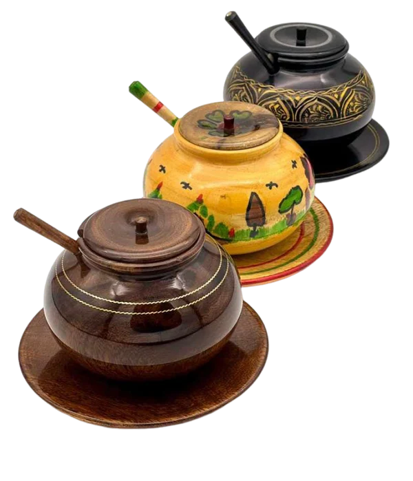 Wooden Handmade Sugar Pot – 1 Piece