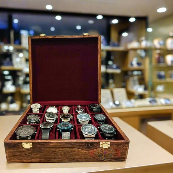 Wooden Watch Box (15-Portion) with Solid Cover