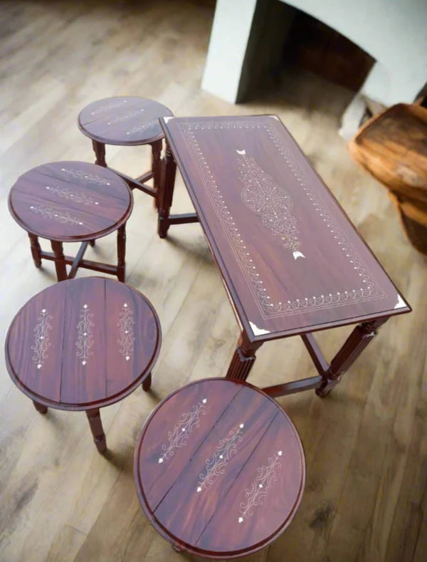 Chinyoti Sheesham Wood Nesting Tables Set (5-Piece)
