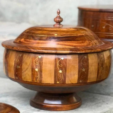 Wooden Handmade Hotpot with Premium Brass