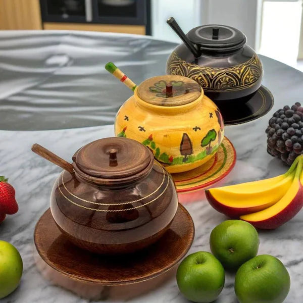 Wooden Handmade Sugar Pot – 1 Piece