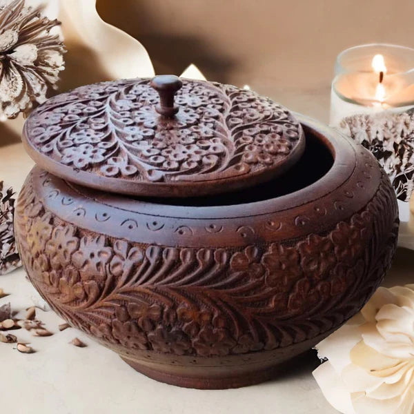 Wooden Handmade Candy Jar with Artwork – 10 Inches
