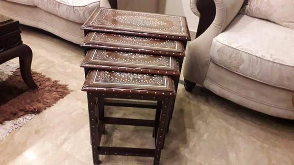 Table Nest Set (4-Piece) with Inlay & Plastic Work