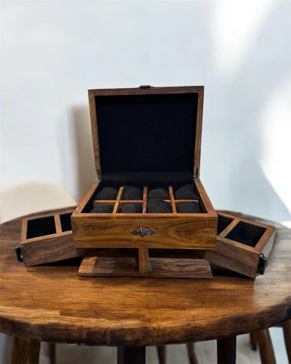 Luxury Wooden Watch Box with Side Drawer