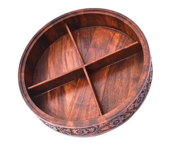 Wooden Handmade Dry Fruit Bowl & Hotpot with Carving Work