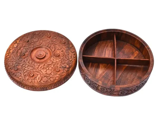 Wooden Handmade Dry Fruit Bowl & Hotpot with Carving Work