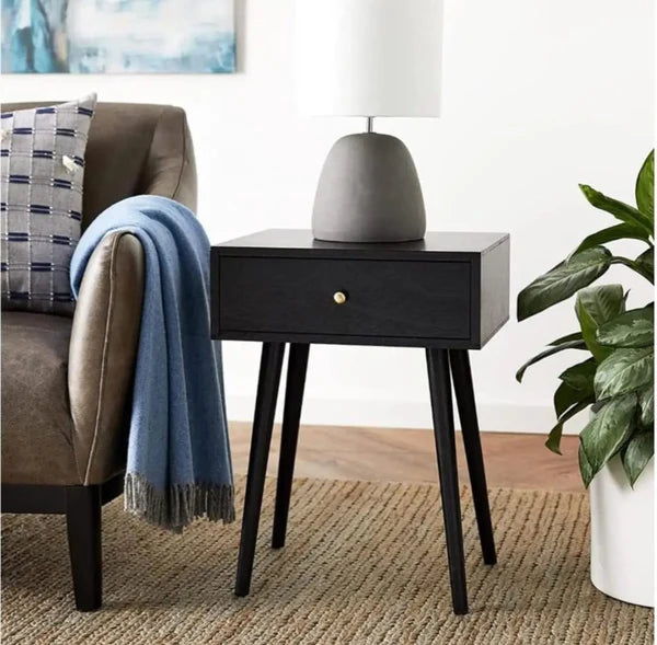 Decor Therapy Mid Century 1-Drawer Wood Side Accent Table