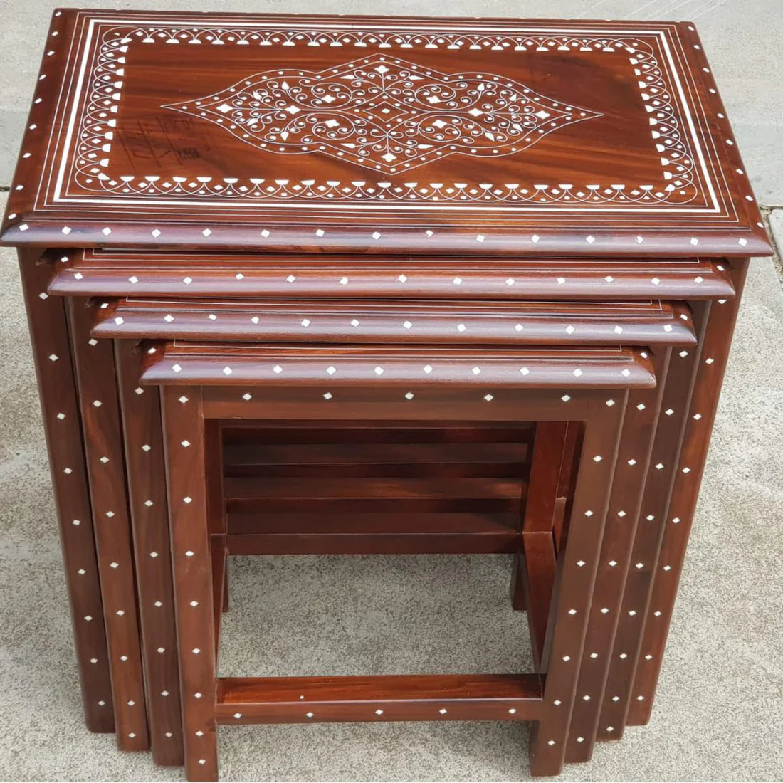 Table Nest Set (4-Piece) with Inlay & Plastic Work