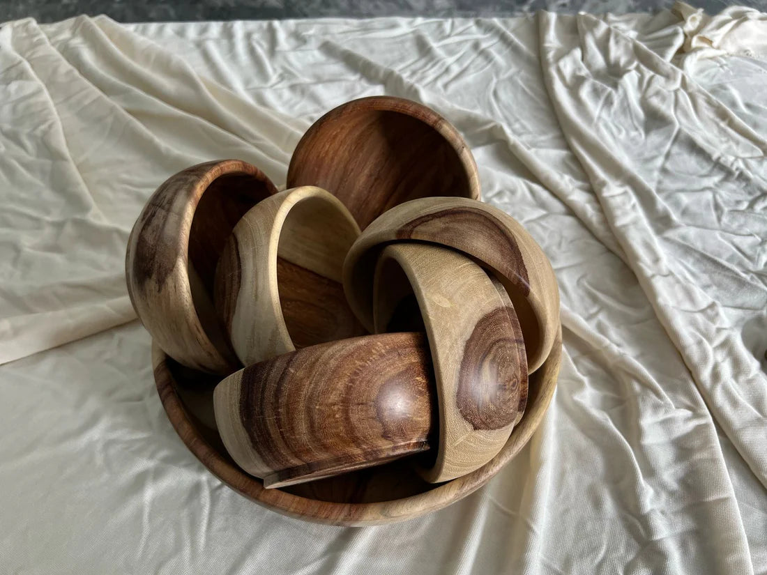 Wooden Bowl Set – 7 Pieces
