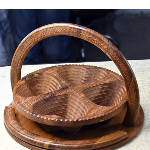 Wooden Dry Fruit Basket with Handwork