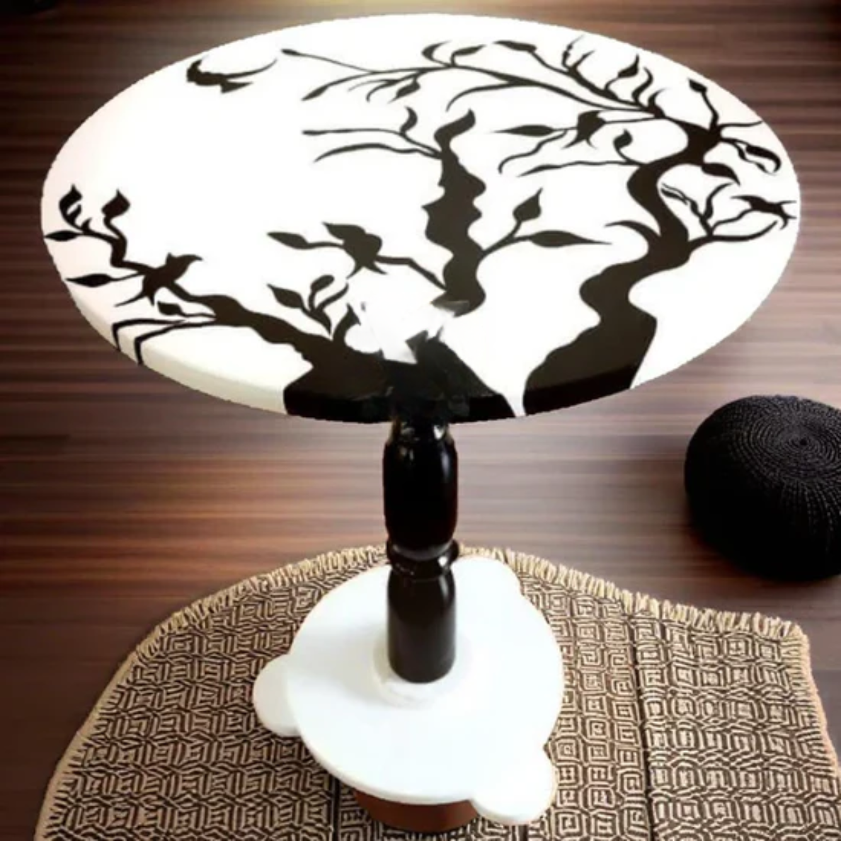 Wooden Coffee Table with Painting Art