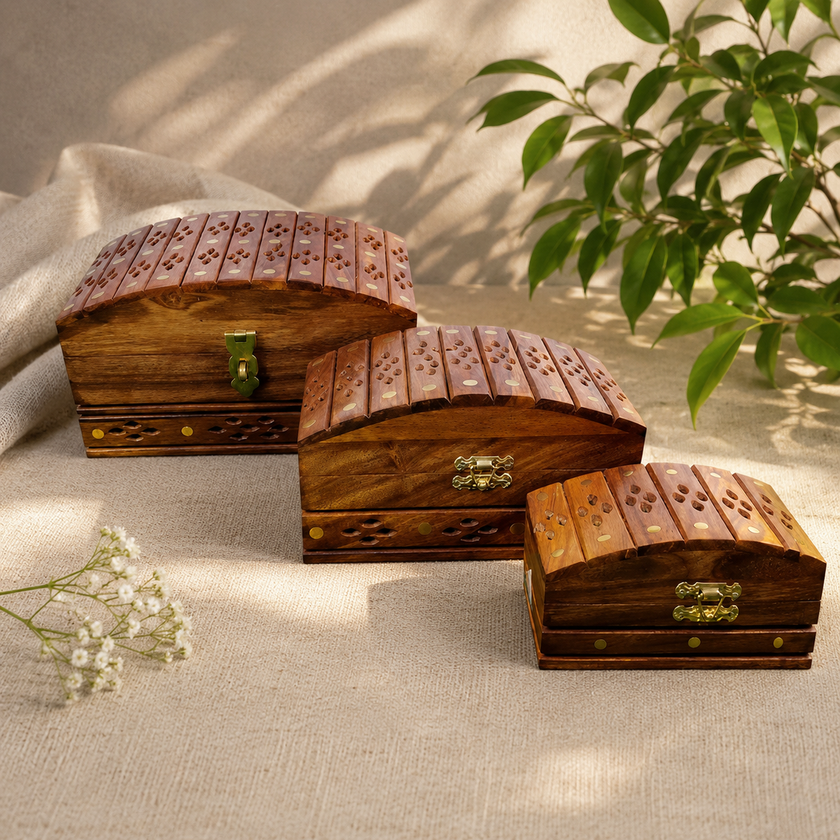 Wooden Jewellery Box – Set of 3 – Handmade Elegant Storage