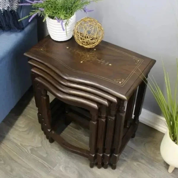 Handmade Chinyoti Sheesham Wood Coffee Table Set