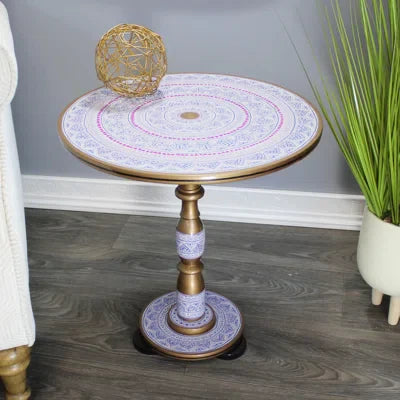 Golden & White Wooden Handmade Naqshi Art Coffee Table