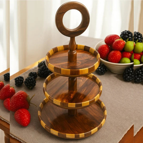 3-Tier Wooden Slab Cake Stand