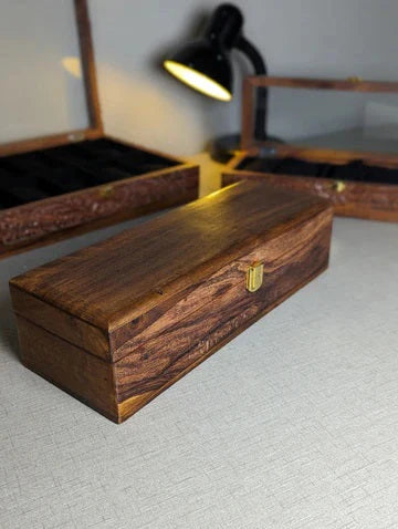 Wooden Watch Box – 5 Slots, Handmade with Solid Cover
