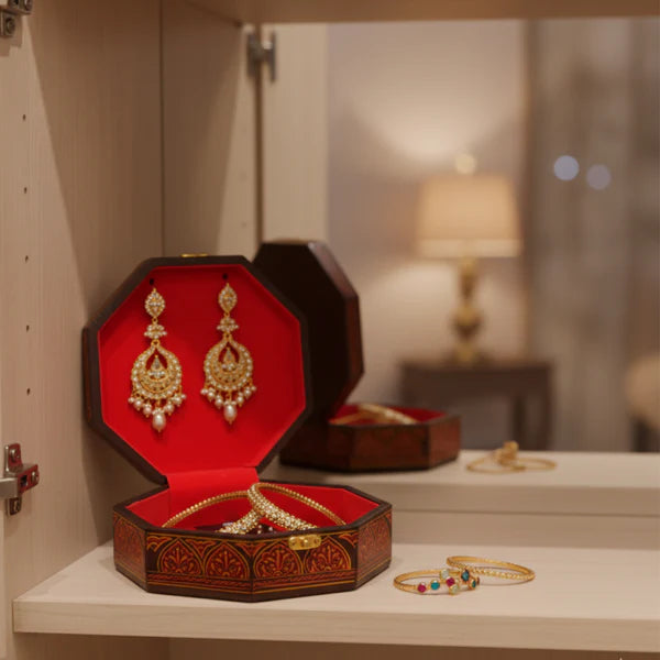 Wooden Jewellery Box with Artwork – Handmade Elegance