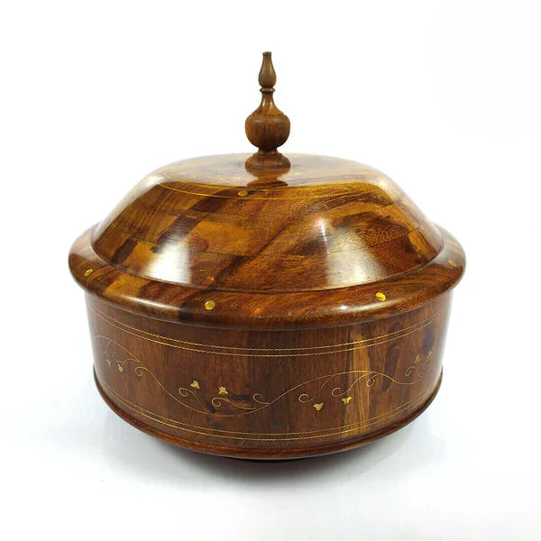 Wooden Hotpot with Brass Work & Steel Inner