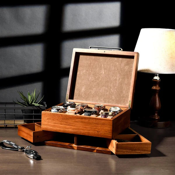 Luxury Wooden Watch Box with Side Drawer