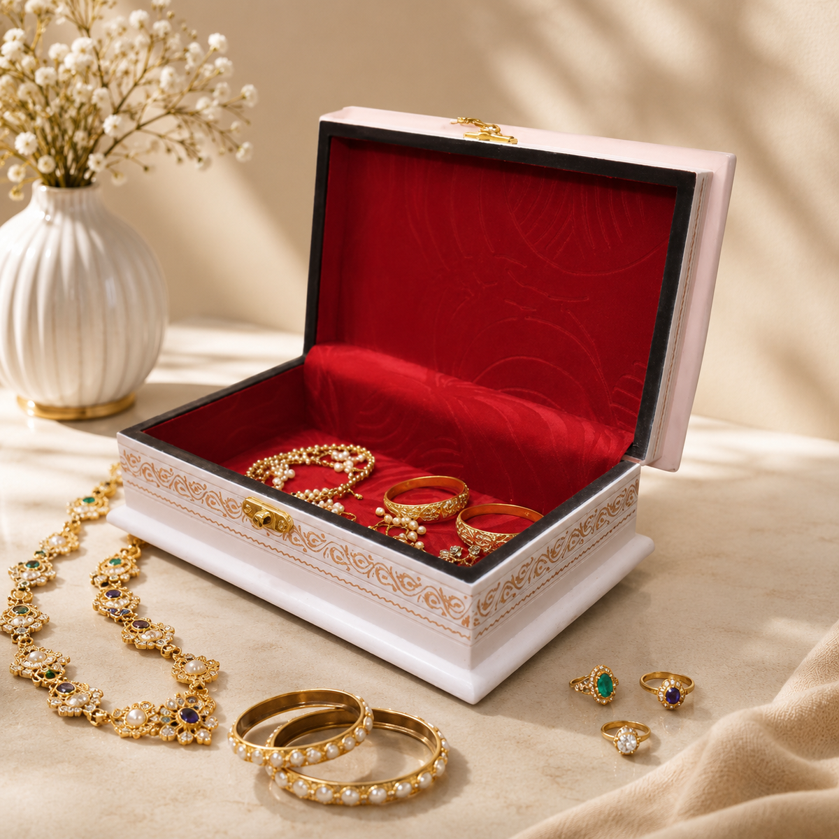 Wooden Jewellery Box – 4×8 Inches with Exquisite Artwork