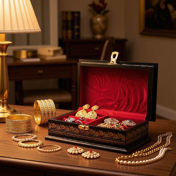 Wooden Jewellery Box – 4×8 Inches with Exquisite Artwork