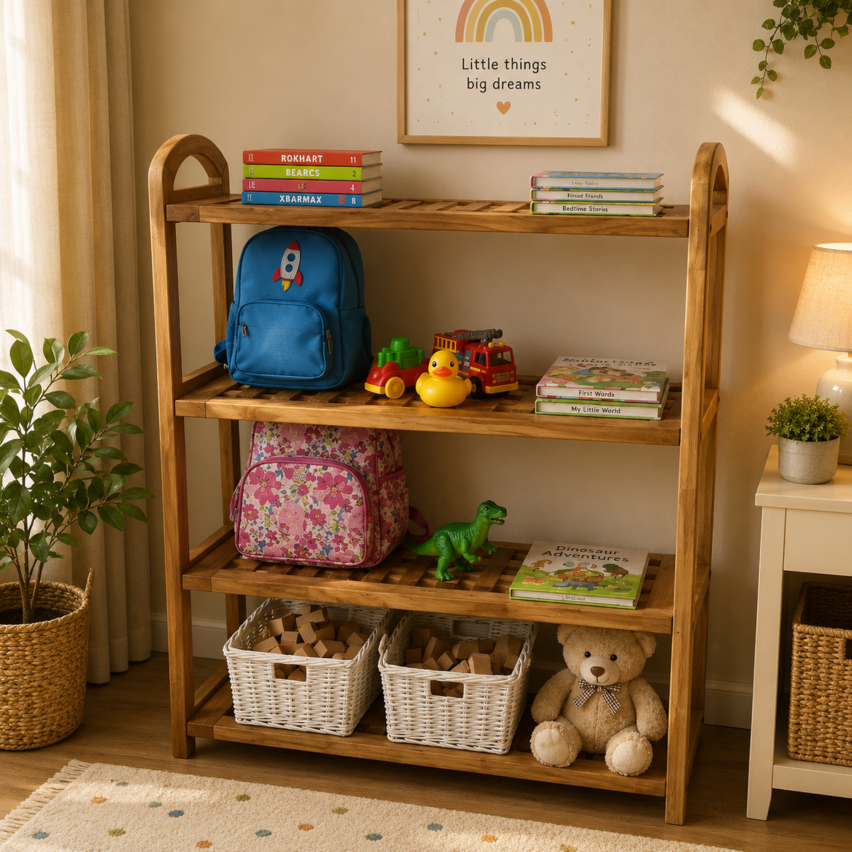 Premium Beech Wood 4-Tier Multi-Purpose Rack