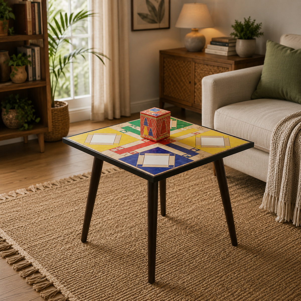 Wooden Ludo Table – Premium Square Top & Round