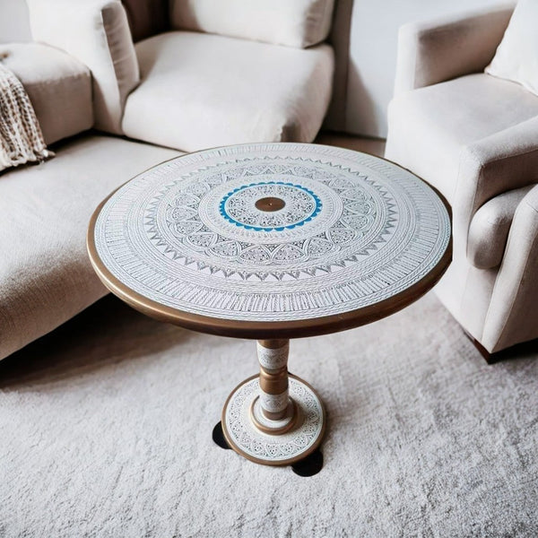 Wooden Coffee Table with Art Work