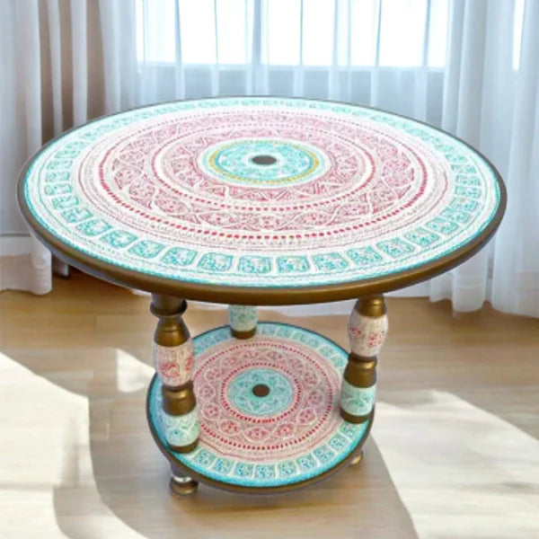 Radiant White & Emerald Naqshi Beauty Coffee Table