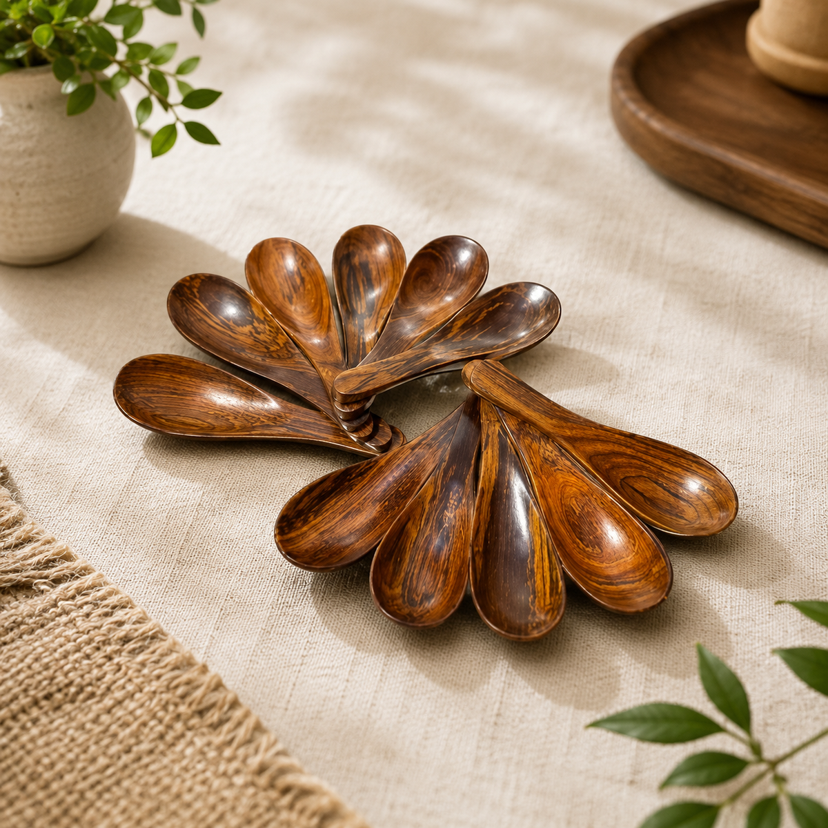 Wooden Soup Spoon Set – 7 Pieces