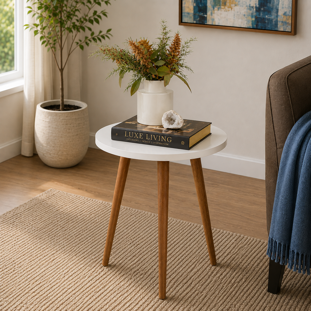 Round Folding Wooden Side Table
